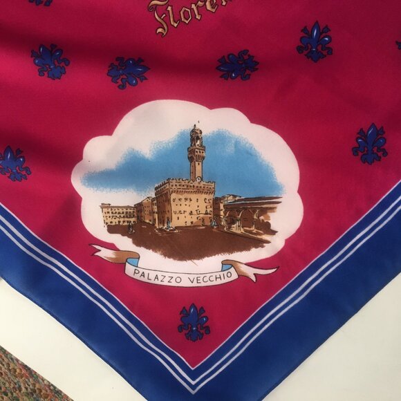 Scarf Women's Firenze Florence Italy Tourist Souvenir Vtg Retro 26" Cattedrale - Picture 8 of 10